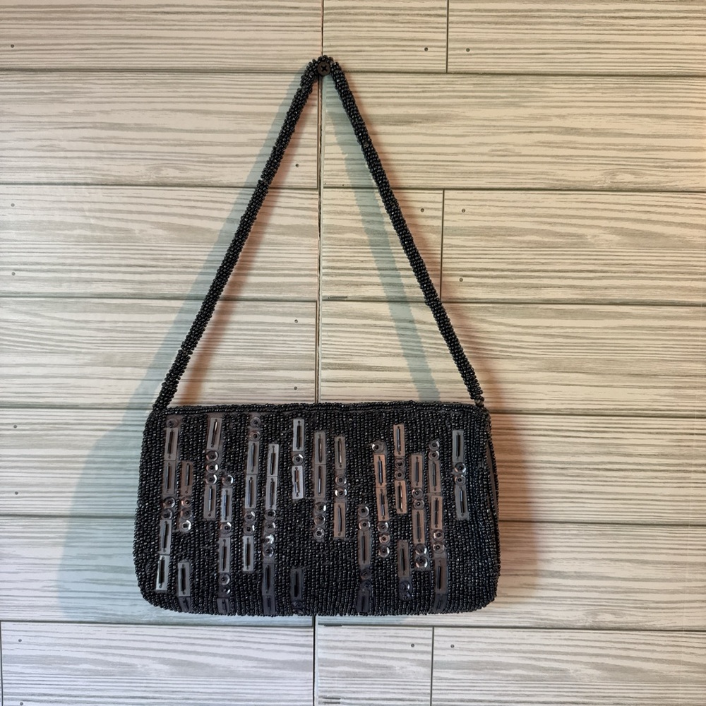 Bijoux Terner Gray Beaded Shoulder Bag